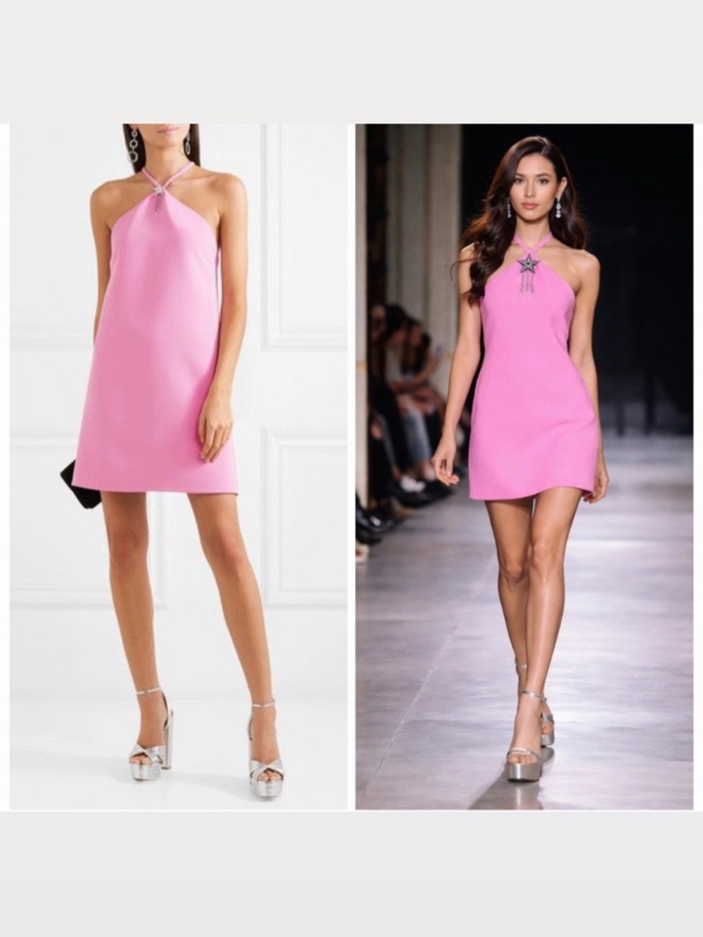 Miu Miu Pink Mini Dress Crystal Star Halter Rhinestone 10 Cocktail Party NWOT 🟡